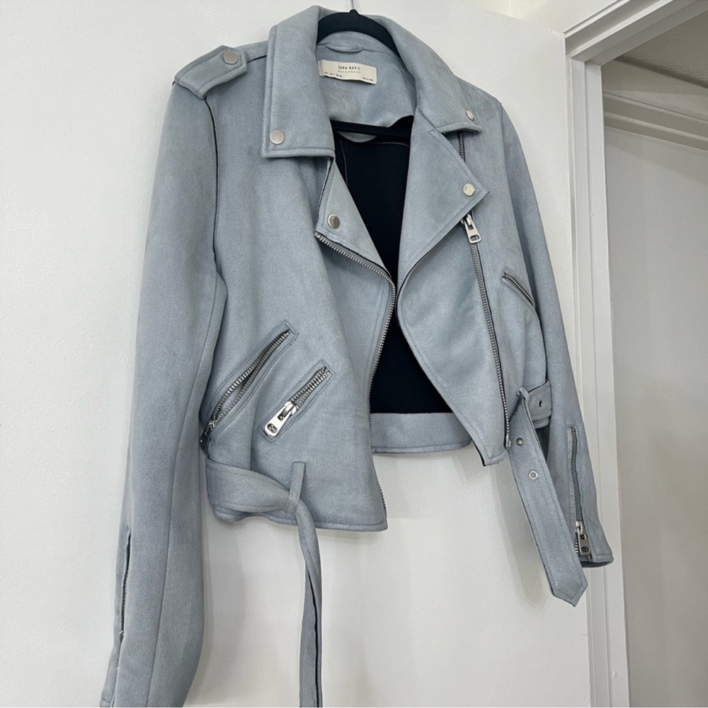 Zara baby blue suede jacket